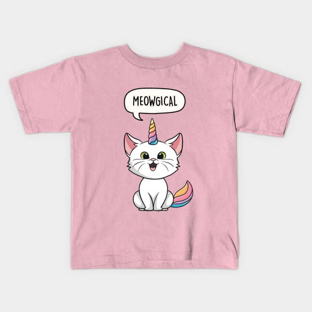Meowgical Cat Kids T-Shirt by LEFD Designs